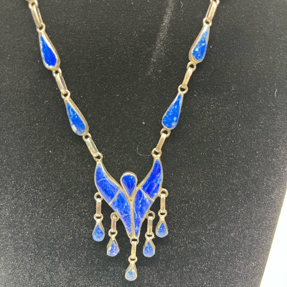 Vintage Sterling and Lapis Native American Necklace